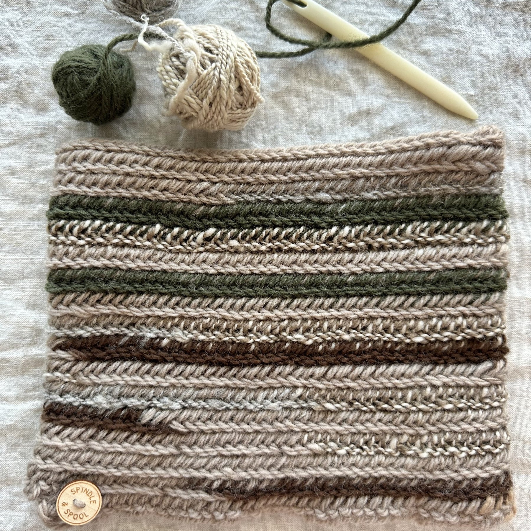 'Camo' Viking Nalbinding Wool Cowl or Neck Warmer