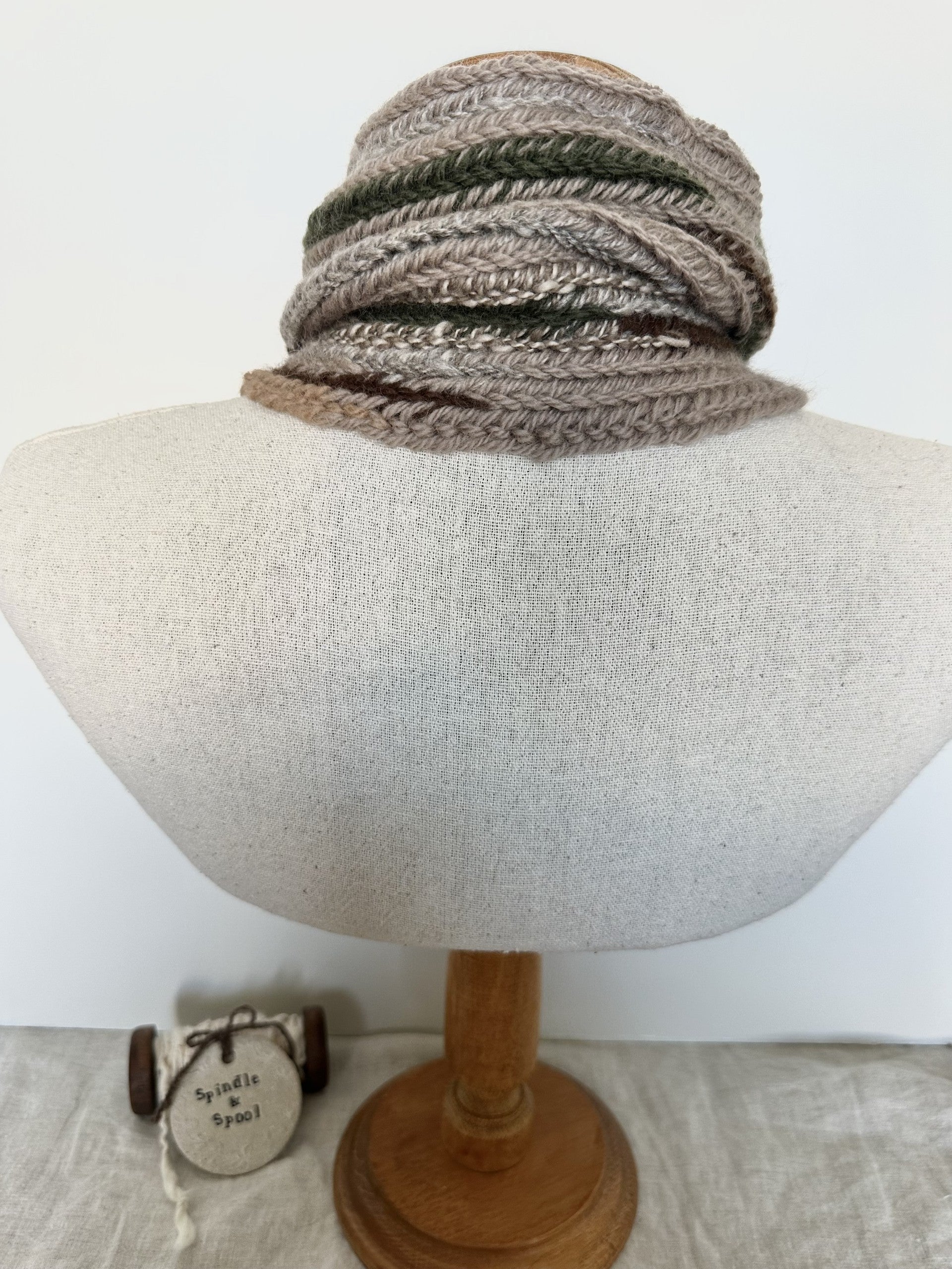 'Camo' Viking Nalbinding Wool Cowl or Neck Warmer