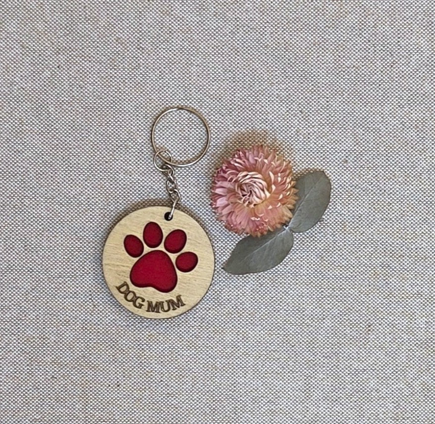 DOG MUM - Handcrafted Timber Keyrings