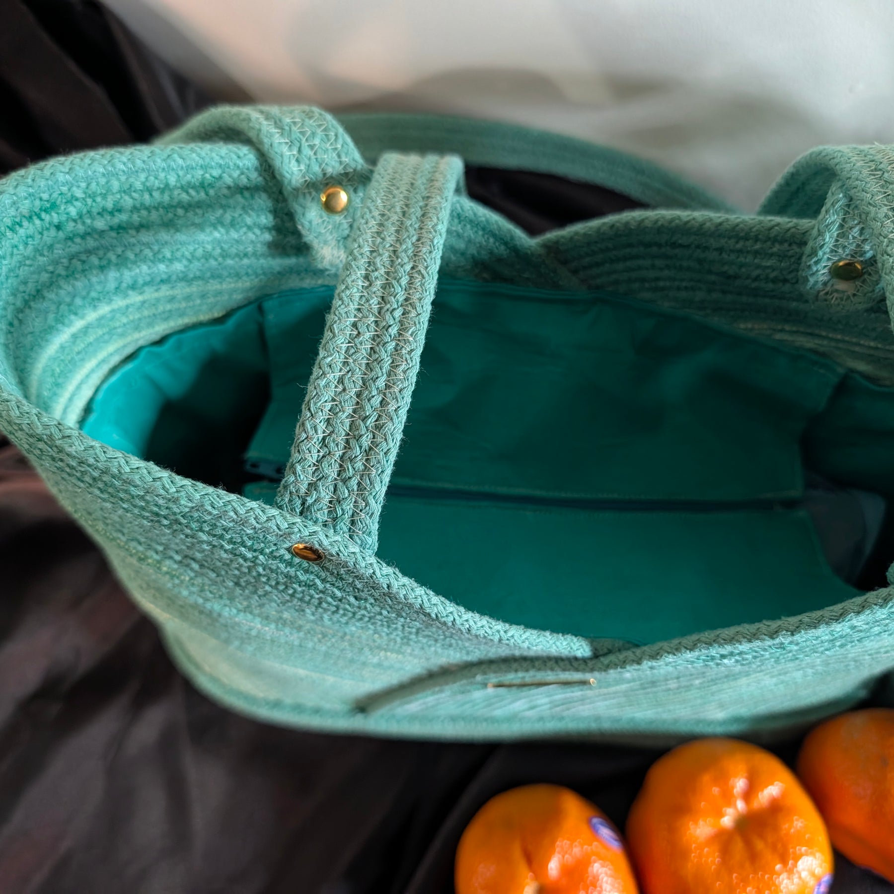 Lagoon Large Handmade Cotton Cord Tote Bag