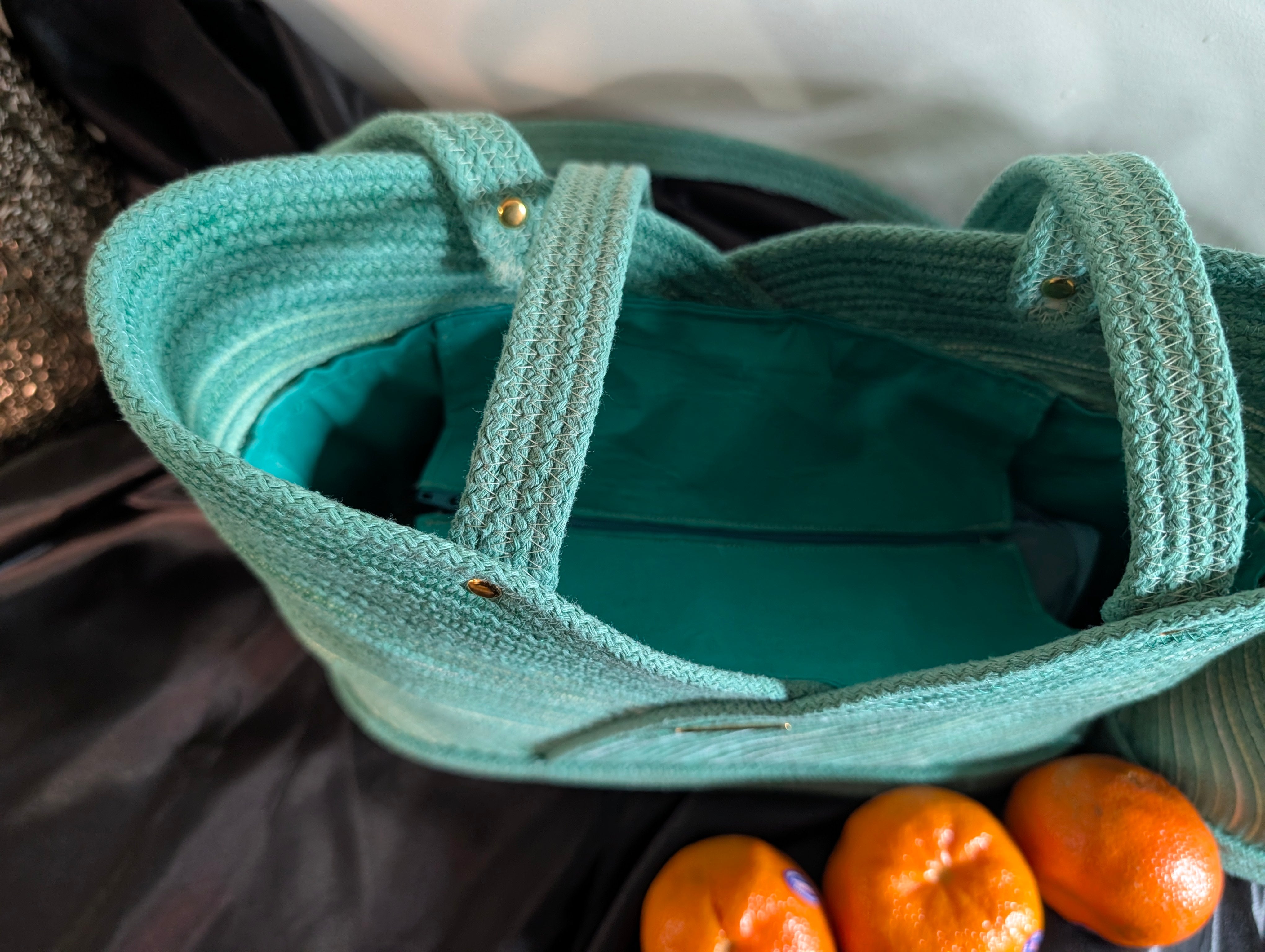 Lagoon Large Handmade Cotton Cord Tote Bag