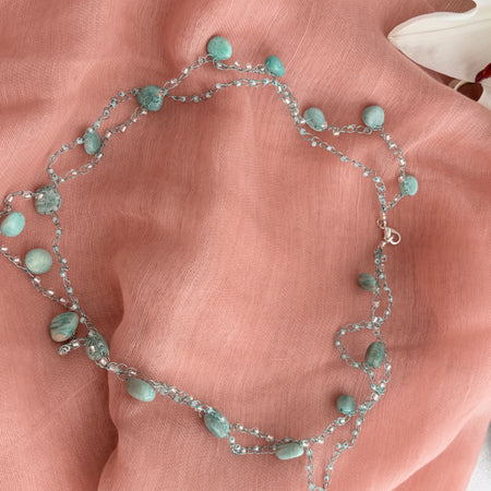 Amazonite Double Crochet Chain Necklace “Ocean 2”
