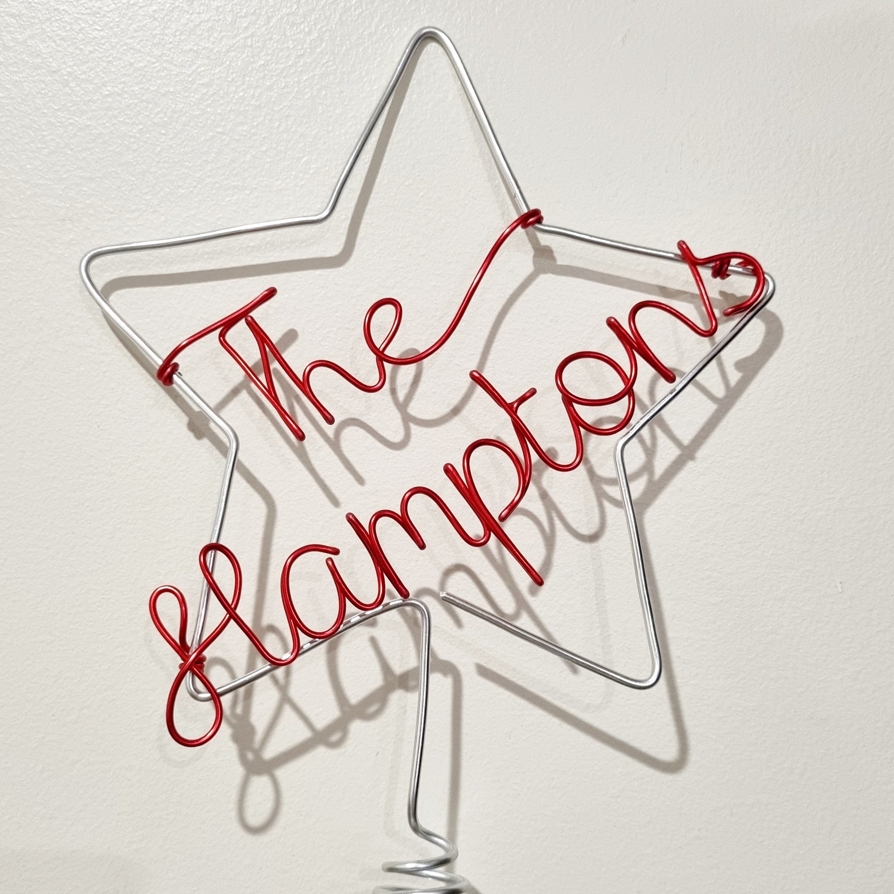 Personalised Christmas Tree Topper | Custom Wire Star Family Name Topper | Xmas Tree Star Decoration | Custom Colour Wire Art | Family Name Gift | New Home First Christmas