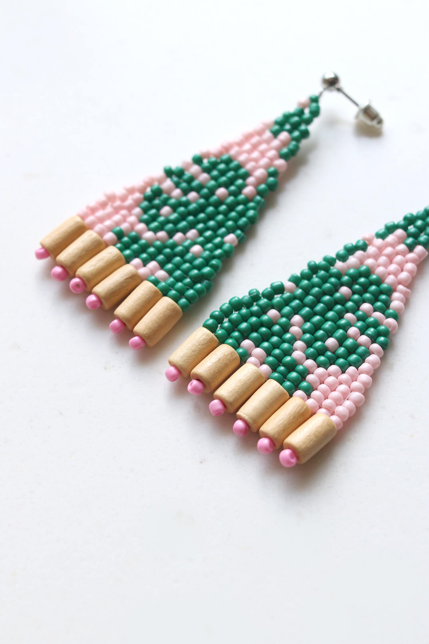 Summery Leaf Beaded Earrings
