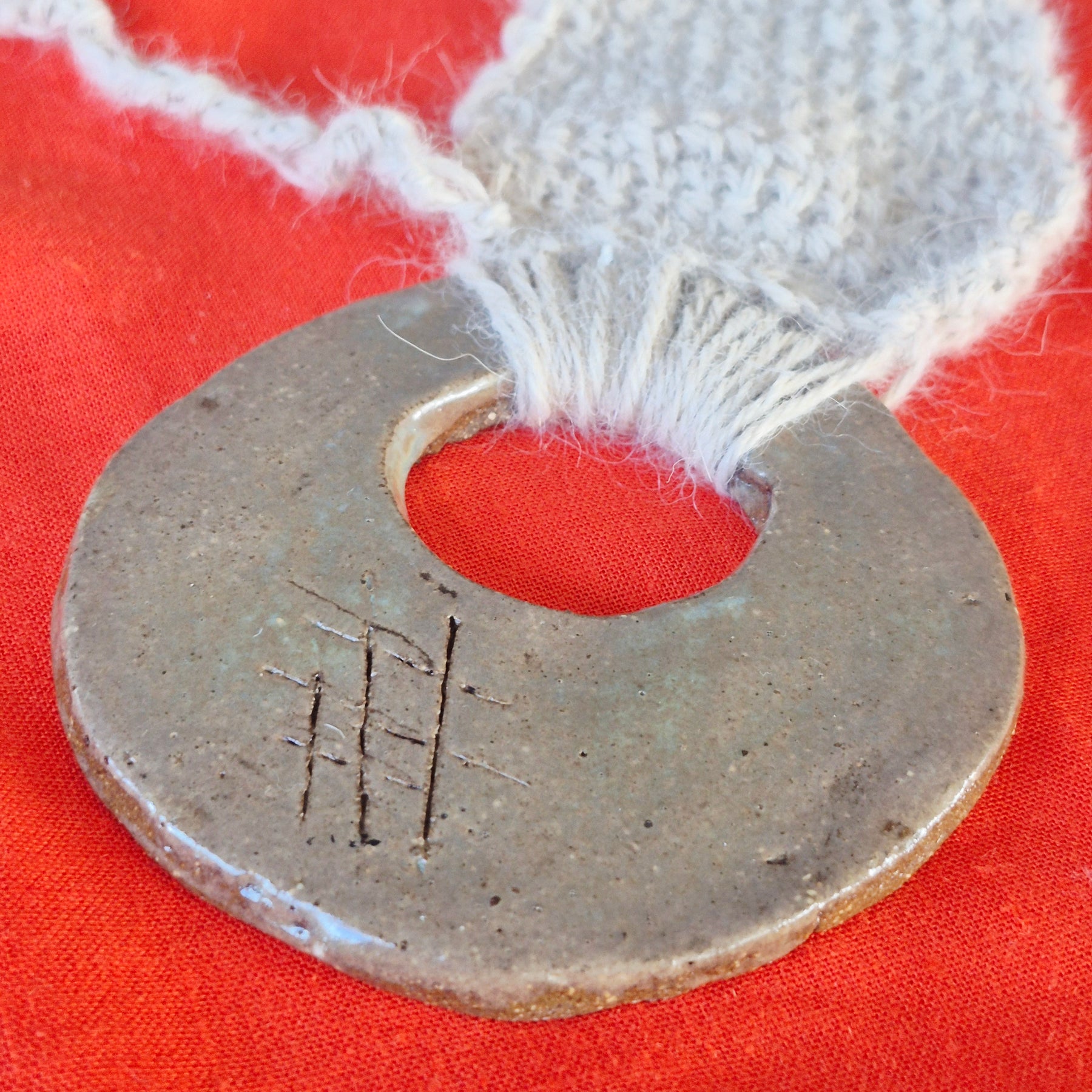 Wool and Pottery Crochet necklace