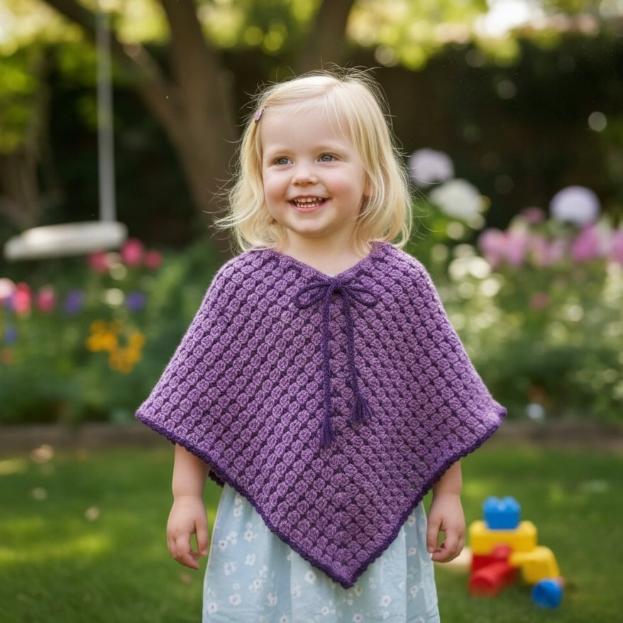 Maddie - Handmade Crochet Girls Poncho for 3-5 years