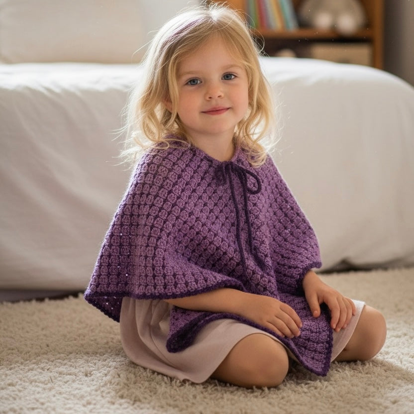 Maddie | Handmade | Crochet Girls Poncho for 3-5 years