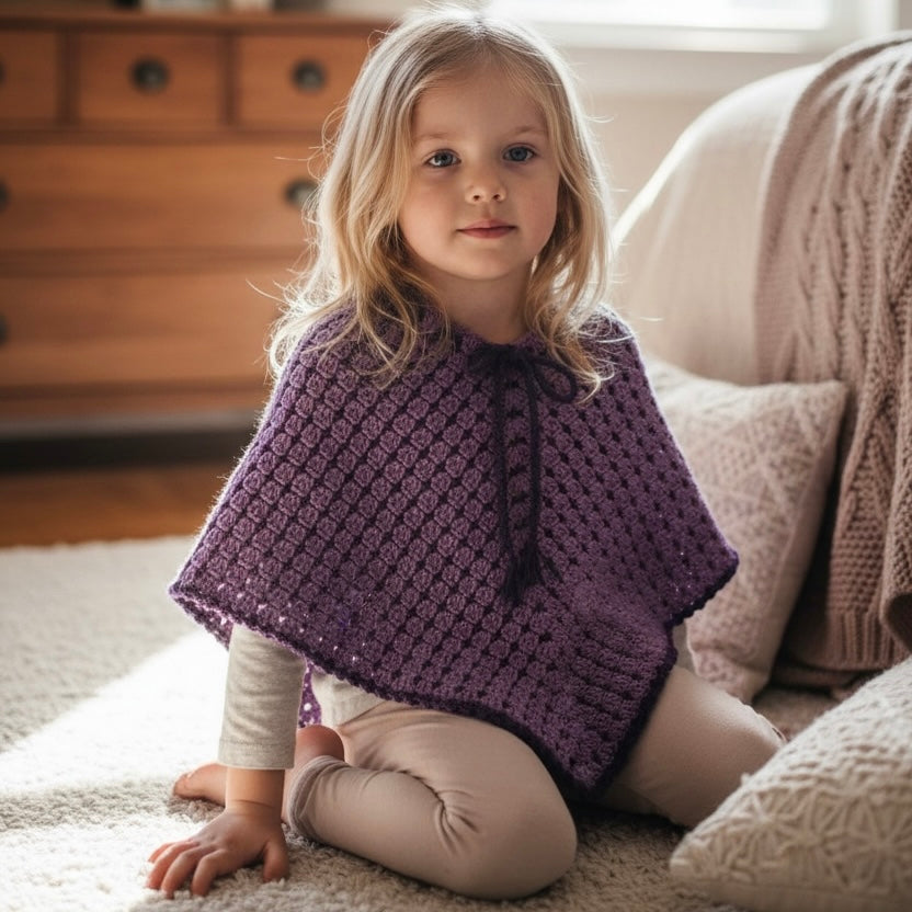 Maddie | Handmade | Crochet Girls Poncho for 3-5 years