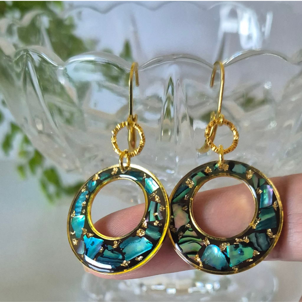 Handmade Abalone Shell Hoop Earrings