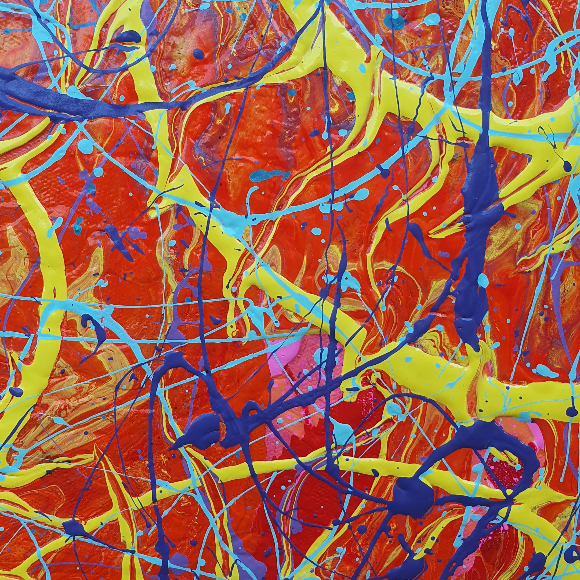 Solar Flare. Original Abstract, Hexagon Acrylic Canvas Painting.