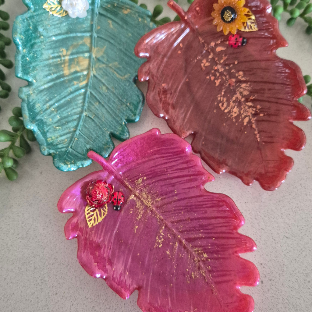 Botanical Leaf Resin Trinket Dish and Jewellery Tray