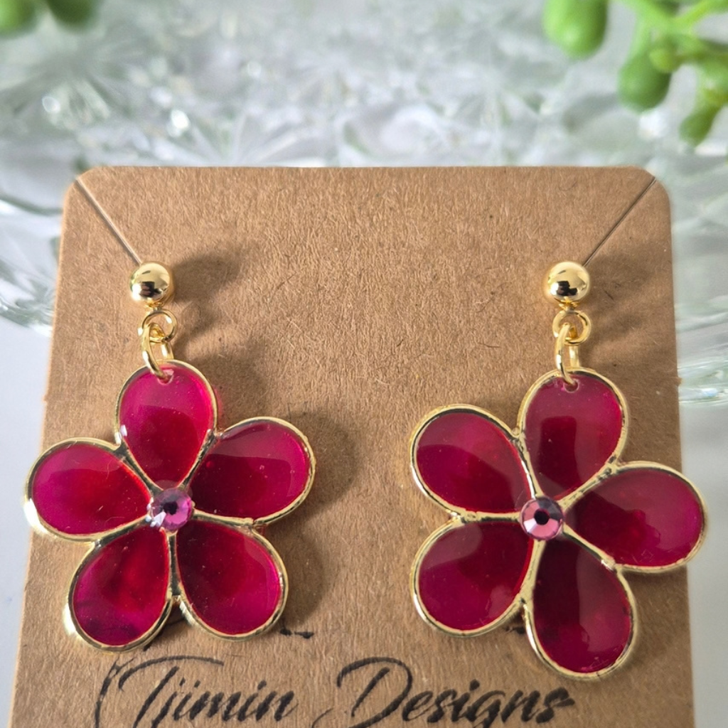 Resin Flower Dangle Earrings