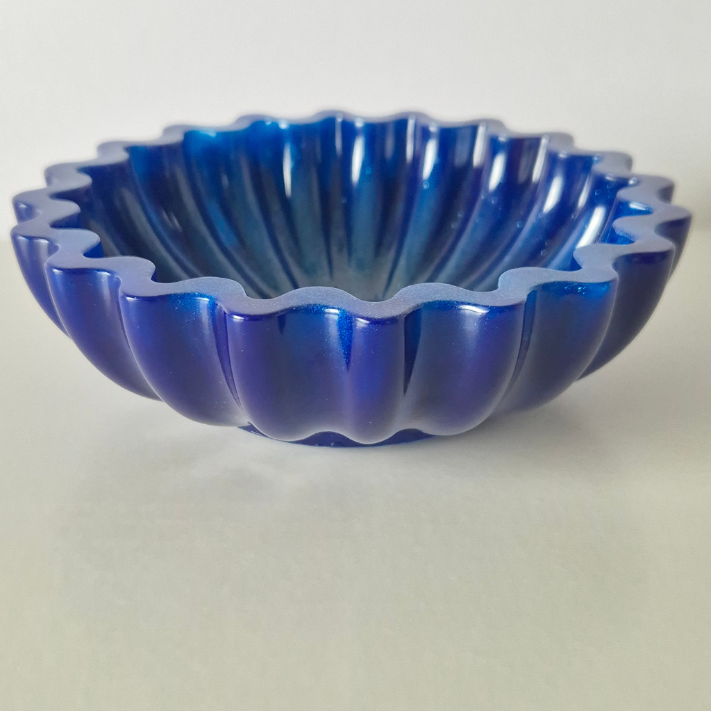 Cobalt Blue Shimmer Fluted Trinket Bowl