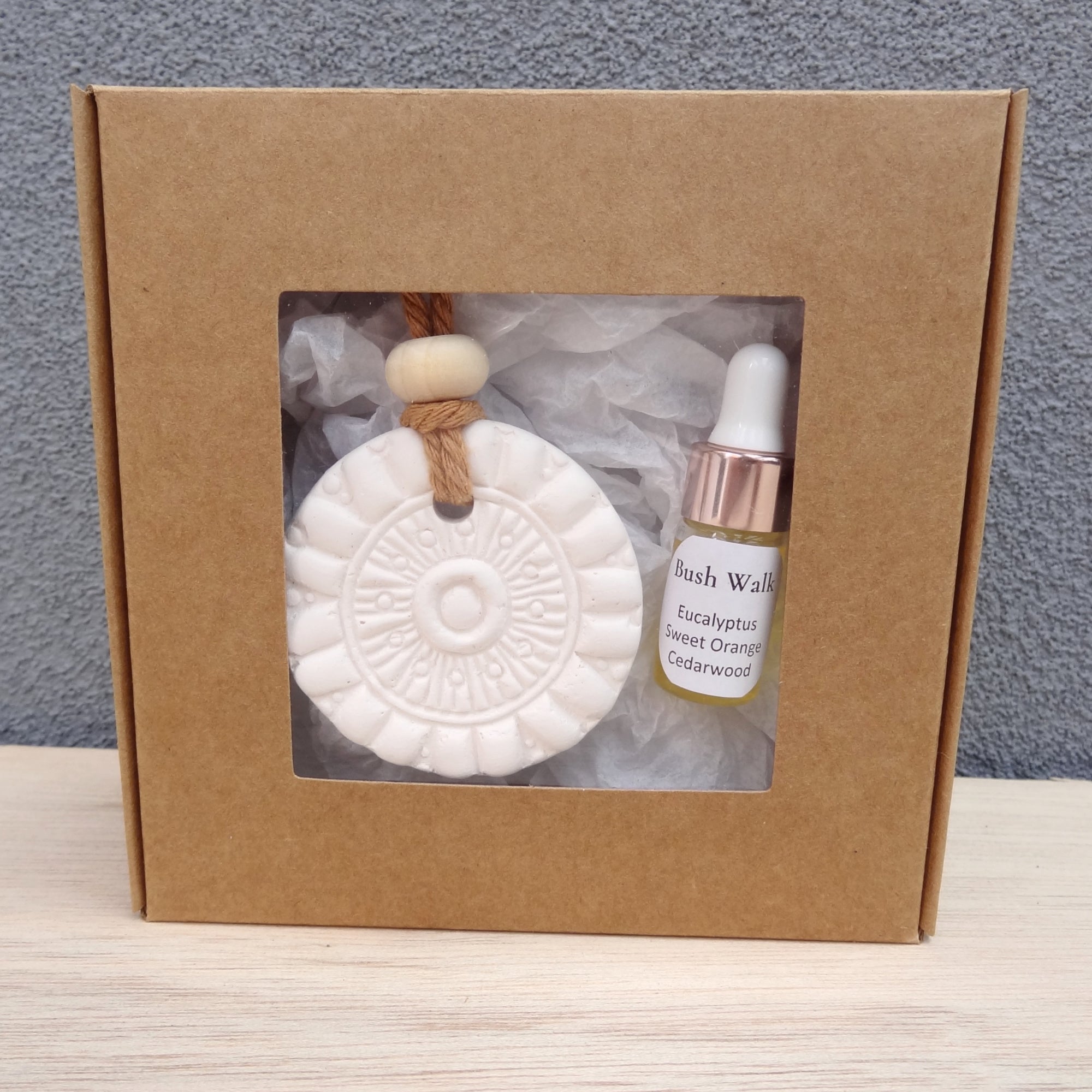 Ceramic Car Diffuser with Essential Oil. Handmade porcelain clay air freshener. Gift box included