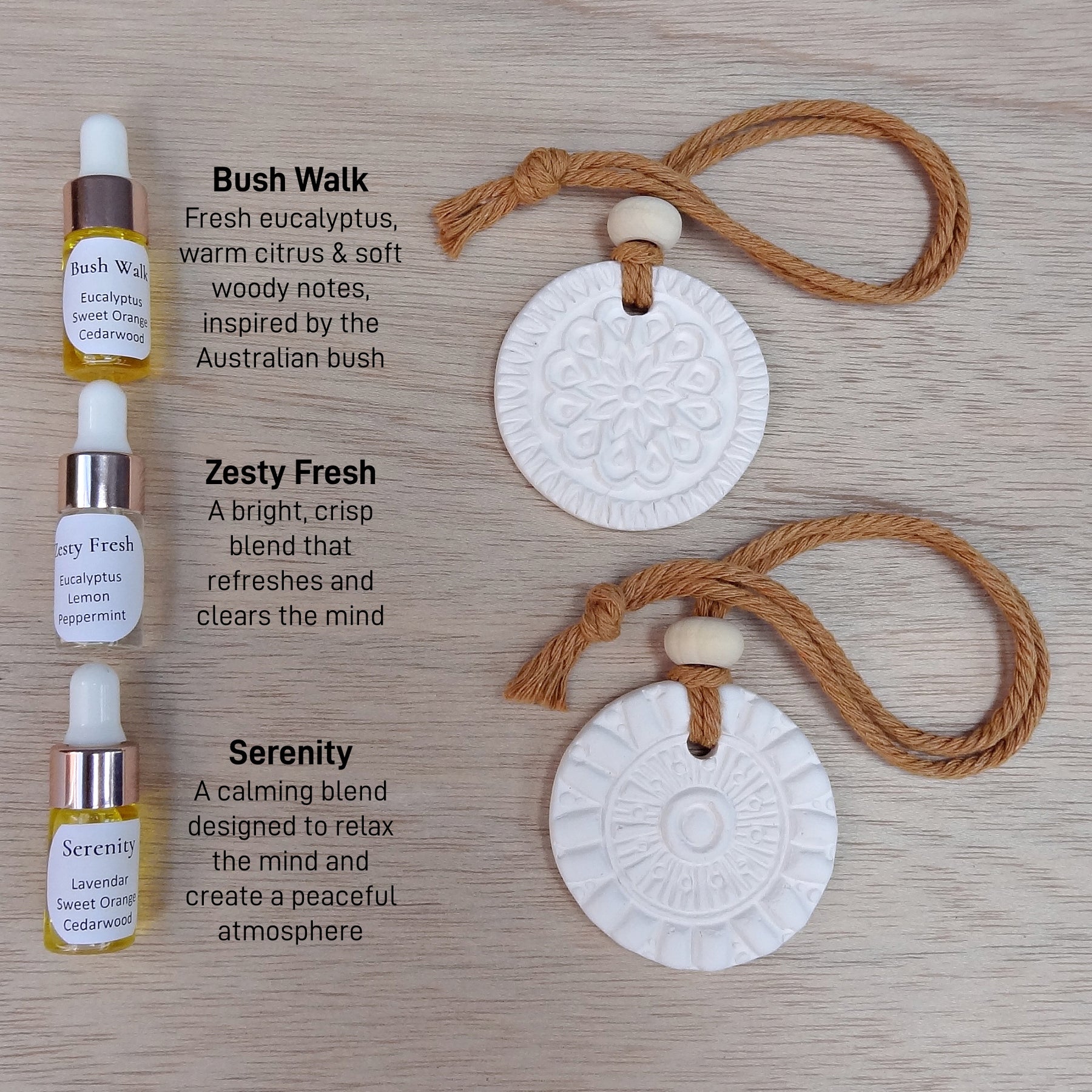 Ceramic Car Diffuser with Essential Oil. Handmade porcelain clay air freshener. Gift box included