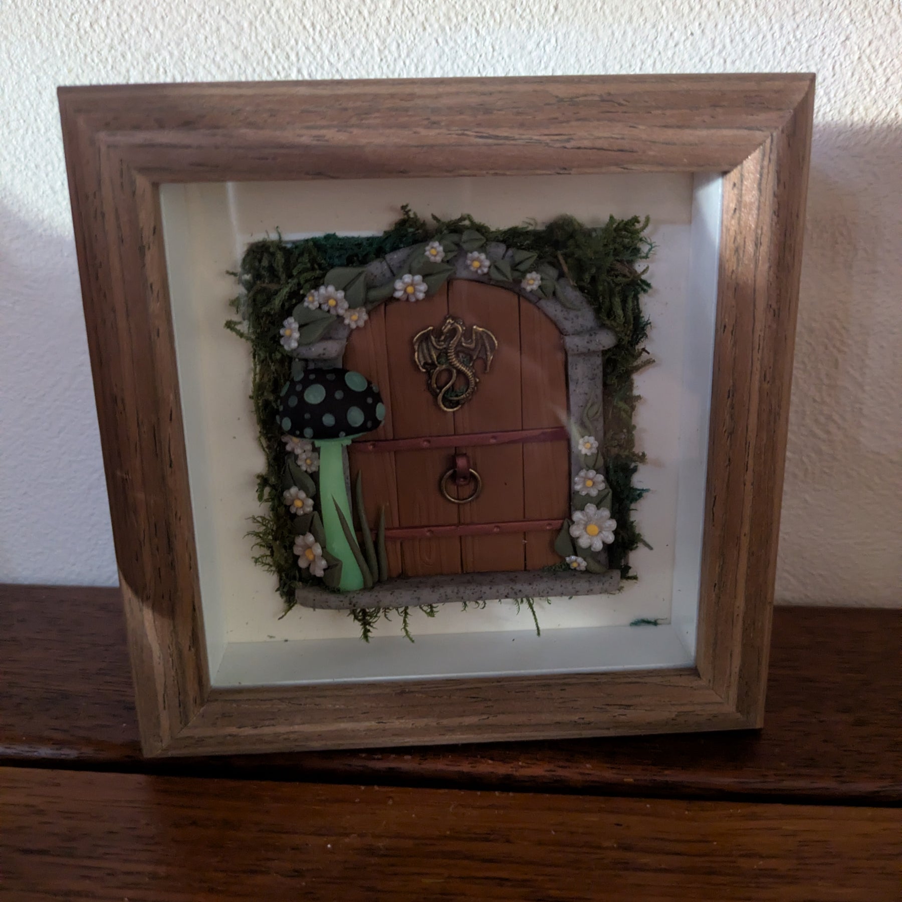 Medieval Dragon Fairy Door Shadow Box – Hand Sculpted Miniature Fantasy Decor