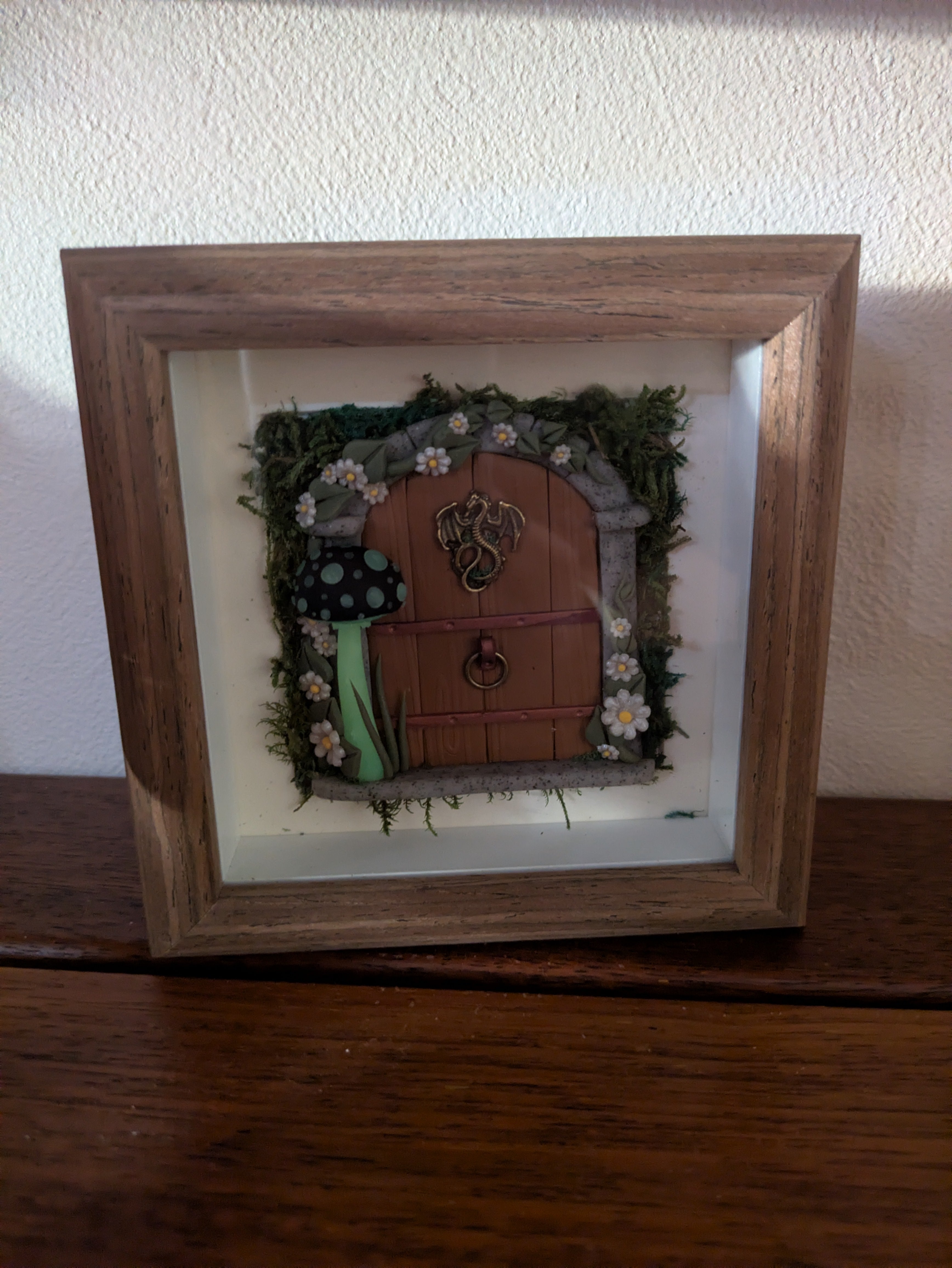 Medieval Dragon Fairy Door Shadow Box – Hand Sculpted Miniature Fantasy Decor
