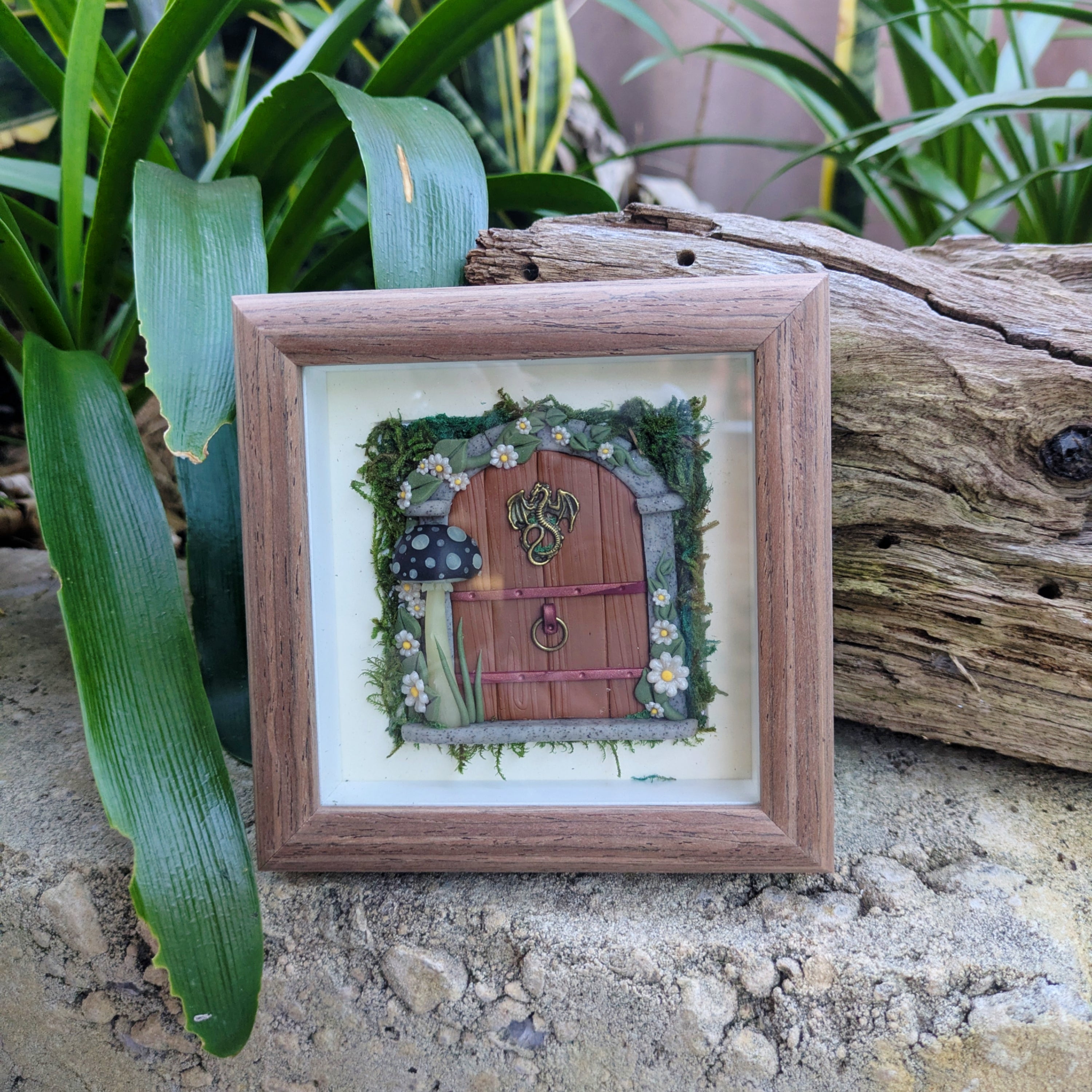 Medieval Dragon Fairy Door Shadow Box – Hand Sculpted Miniature Fantasy Decor