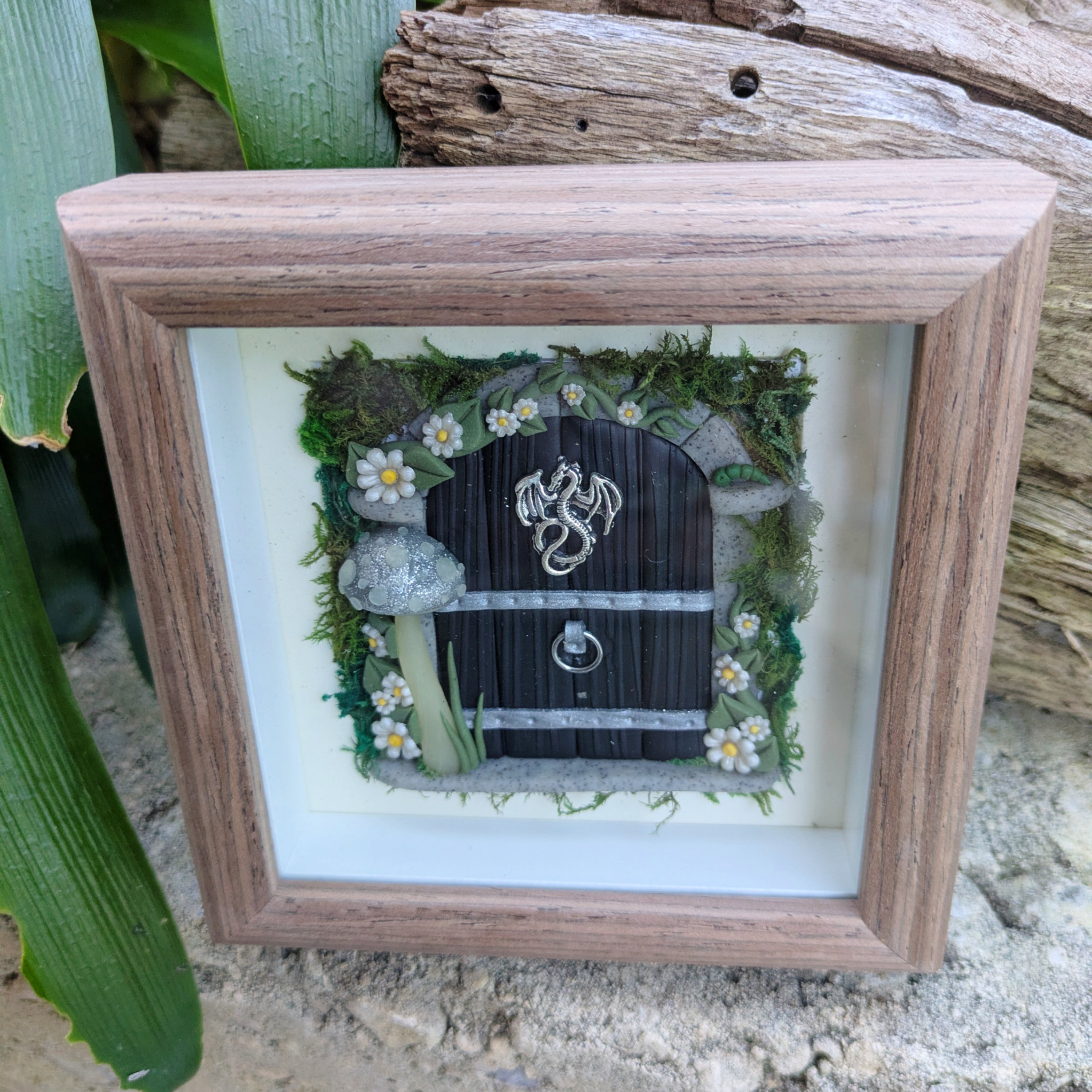 Medieval Dragon Fairy Door Shadow Box – Hand Sculpted Miniature Fantasy Decor