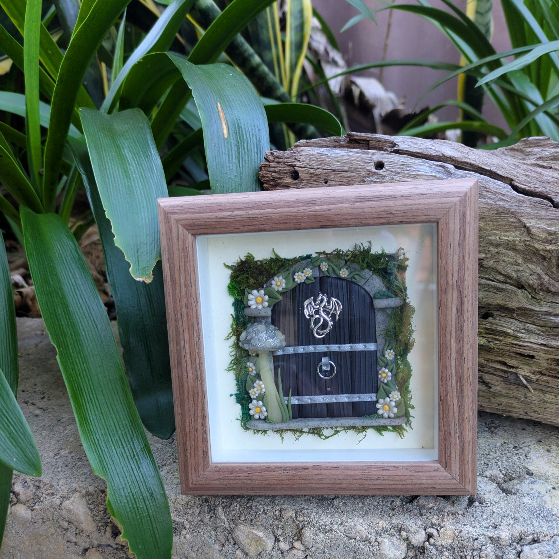 Medieval Dragon Fairy Door Shadow Box – Hand Sculpted Miniature Fantasy Decor