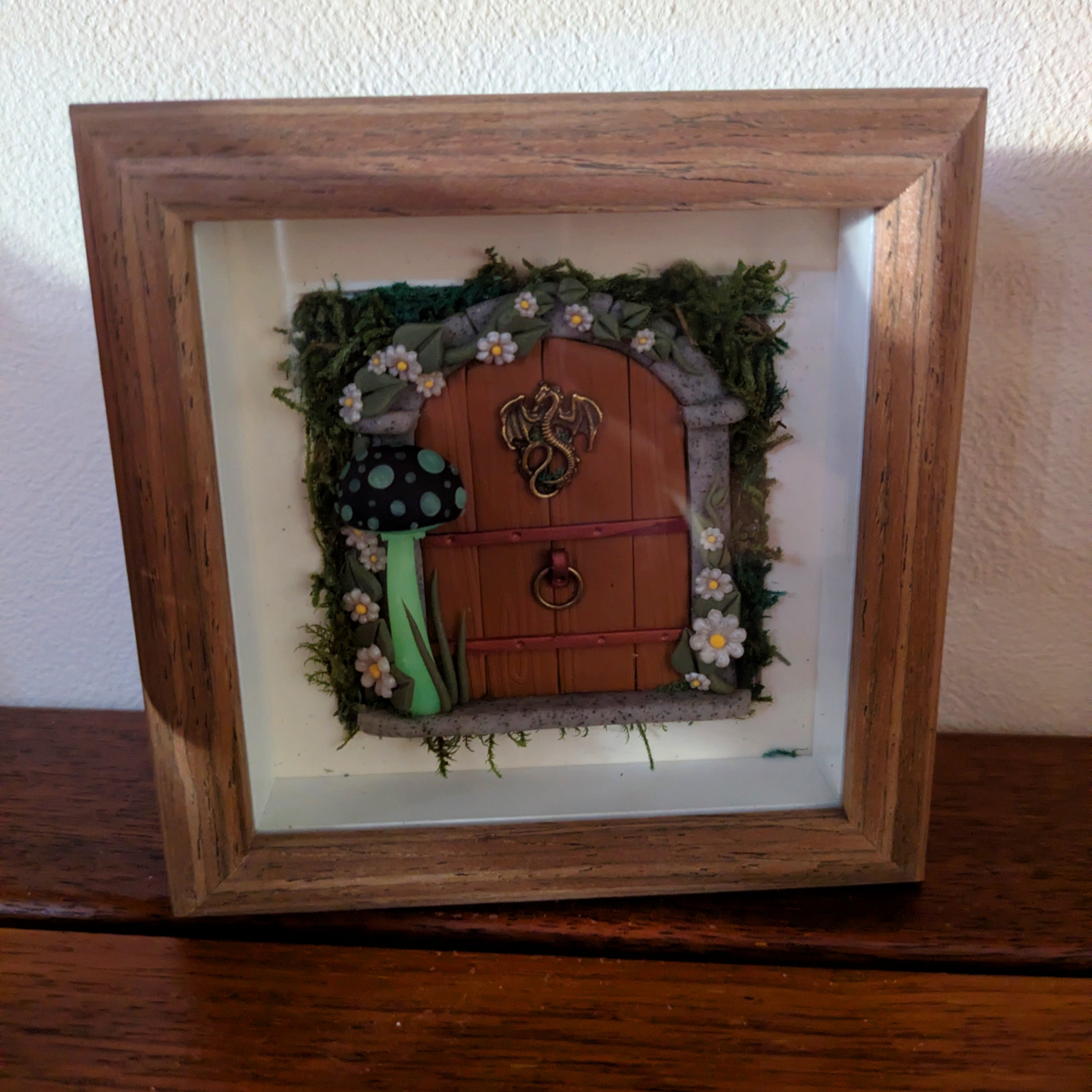 Medieval Dragon Fairy Door Shadow Box – Hand Sculpted Miniature Fantasy Decor
