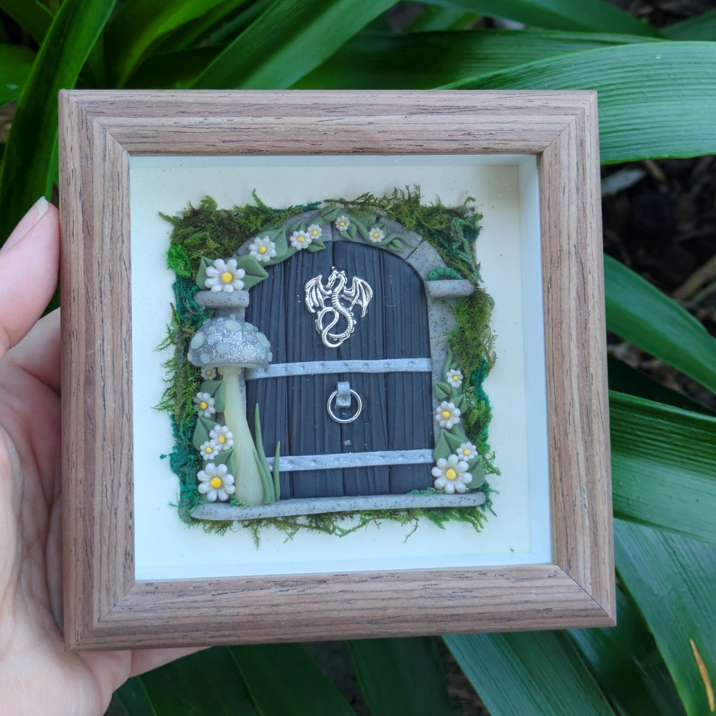Medieval Dragon Fairy Door Shadow Box – Hand Sculpted Miniature Fantasy Decor