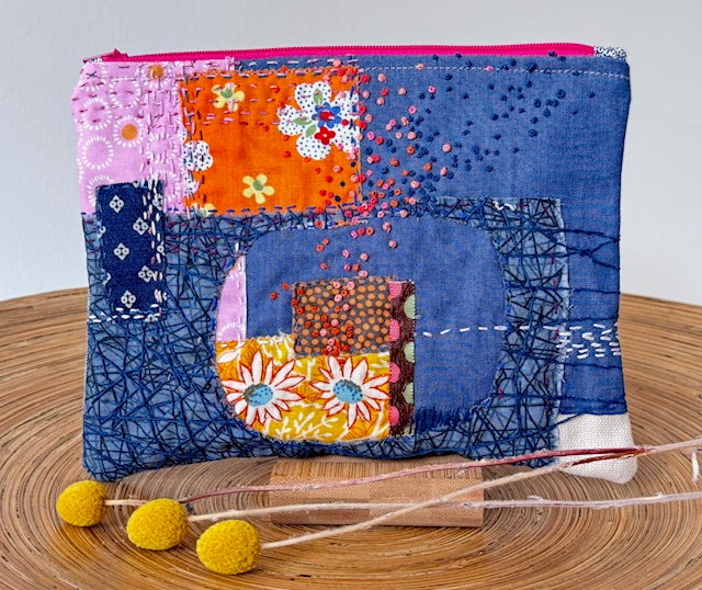 Zipper Pouch - Textile Collage - Pollen Burst