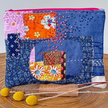 Zipper Pouch - Textile Collage - Pollen Burst