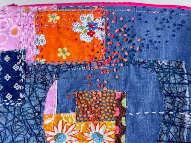 Zipper Pouch - Textile Collage - Pollen Burst