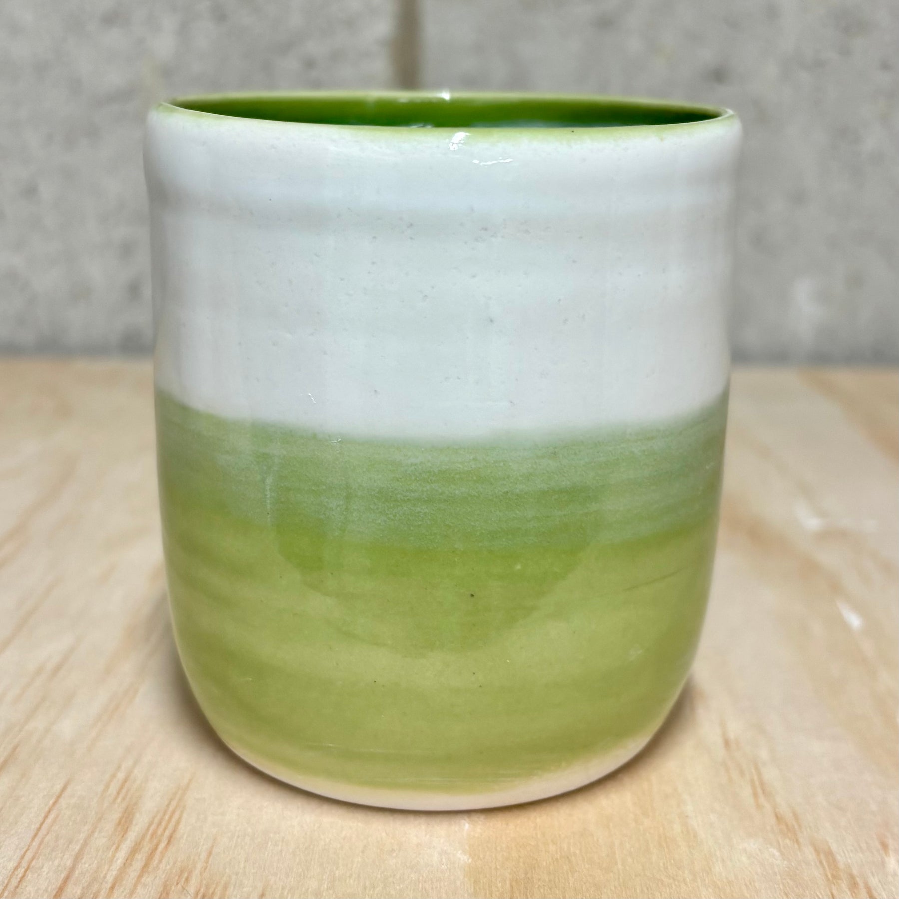 Handmade Ceramic Stoneware Cup | Wheel Thrown | Handleless | Thumb Print | Duo Colours