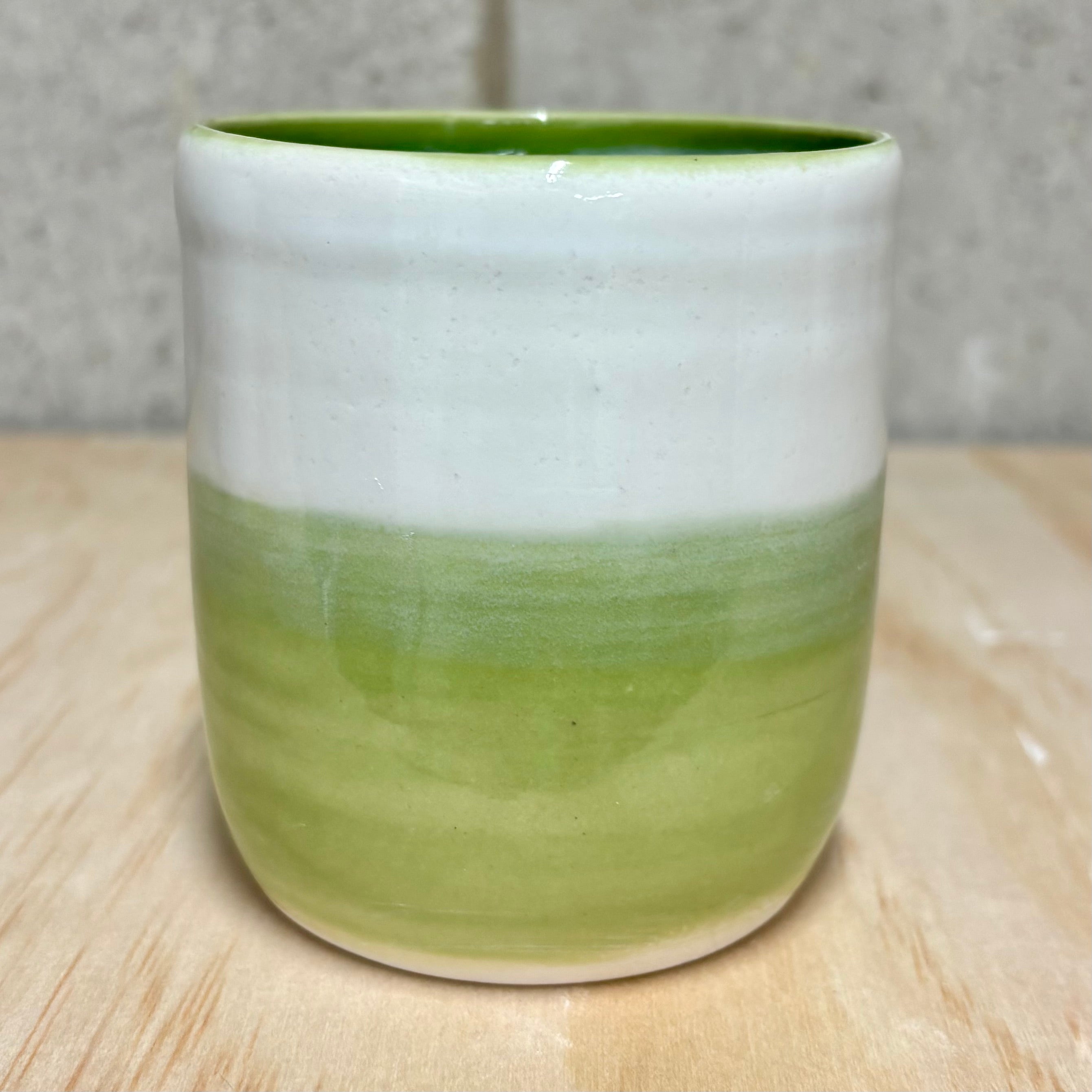 Handmade Ceramic Stoneware Cup | Wheel Thrown | Handleless | Thumb Print | Duo Colours