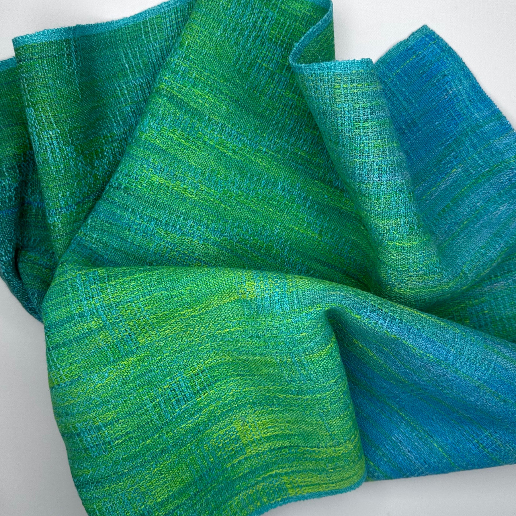 Hand-Dyed and Handwoven Linen/Cotton Tea Towels (Blue weft)