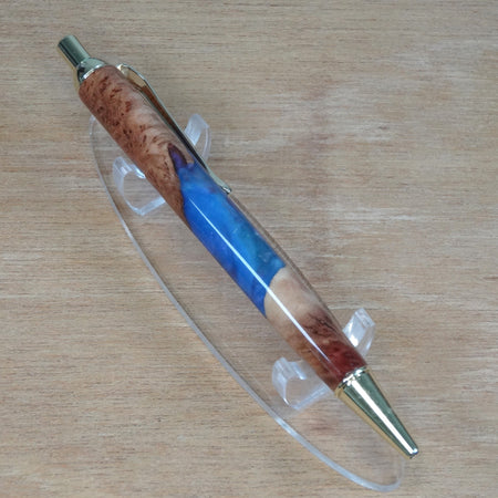 Wood-Resin Blue Swirl Pen