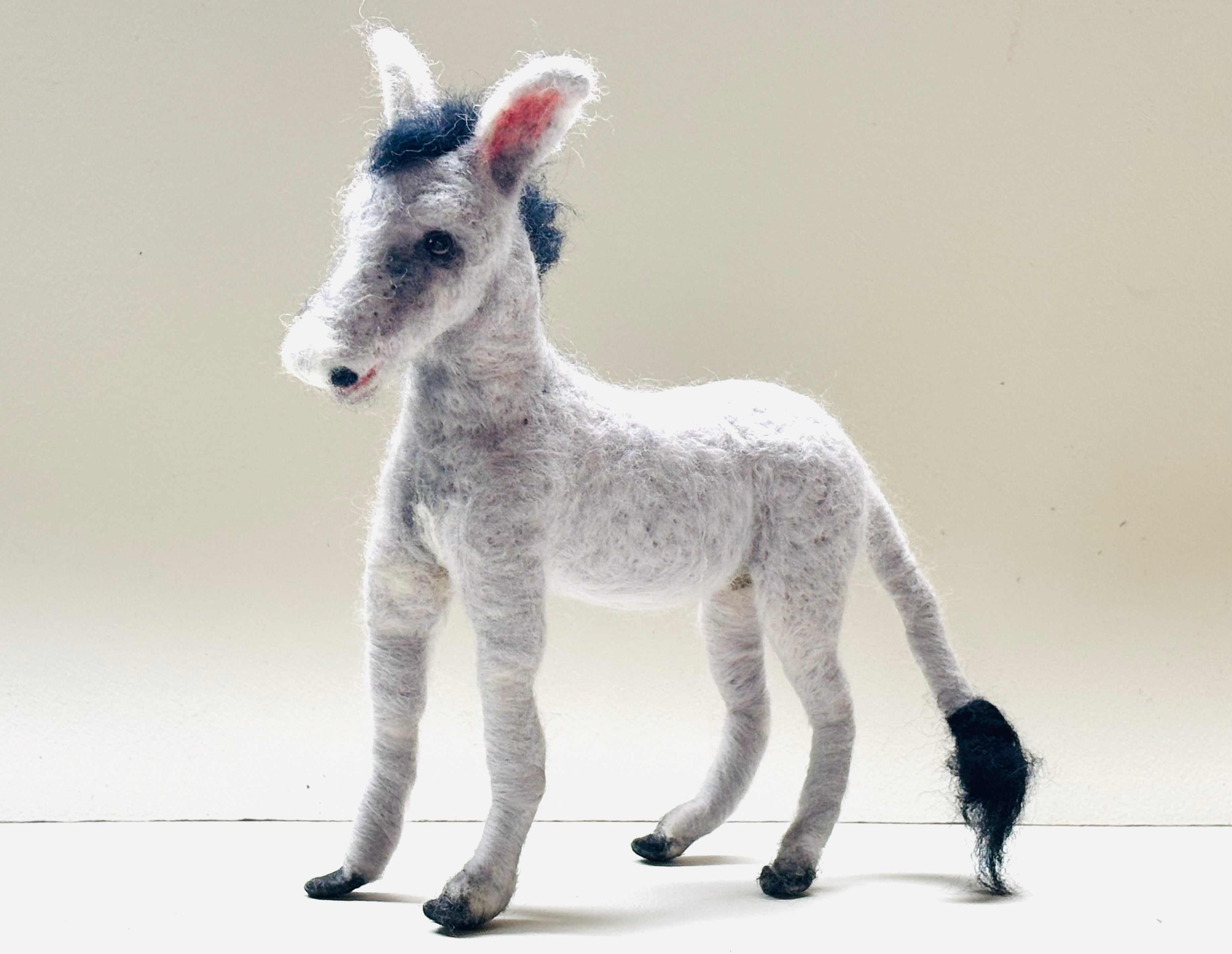 Needle Felt Donkey Animal Art Doll posable Unique