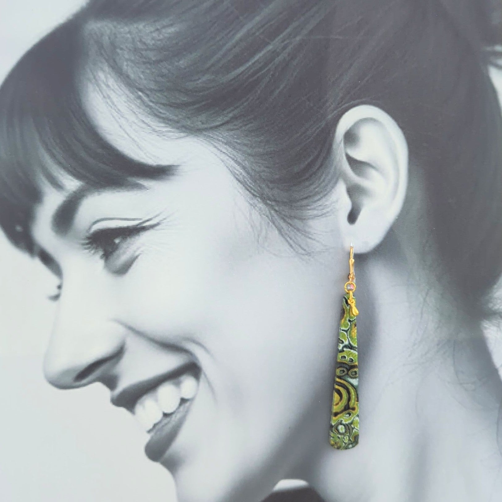Mokume Gane Earrings in Green