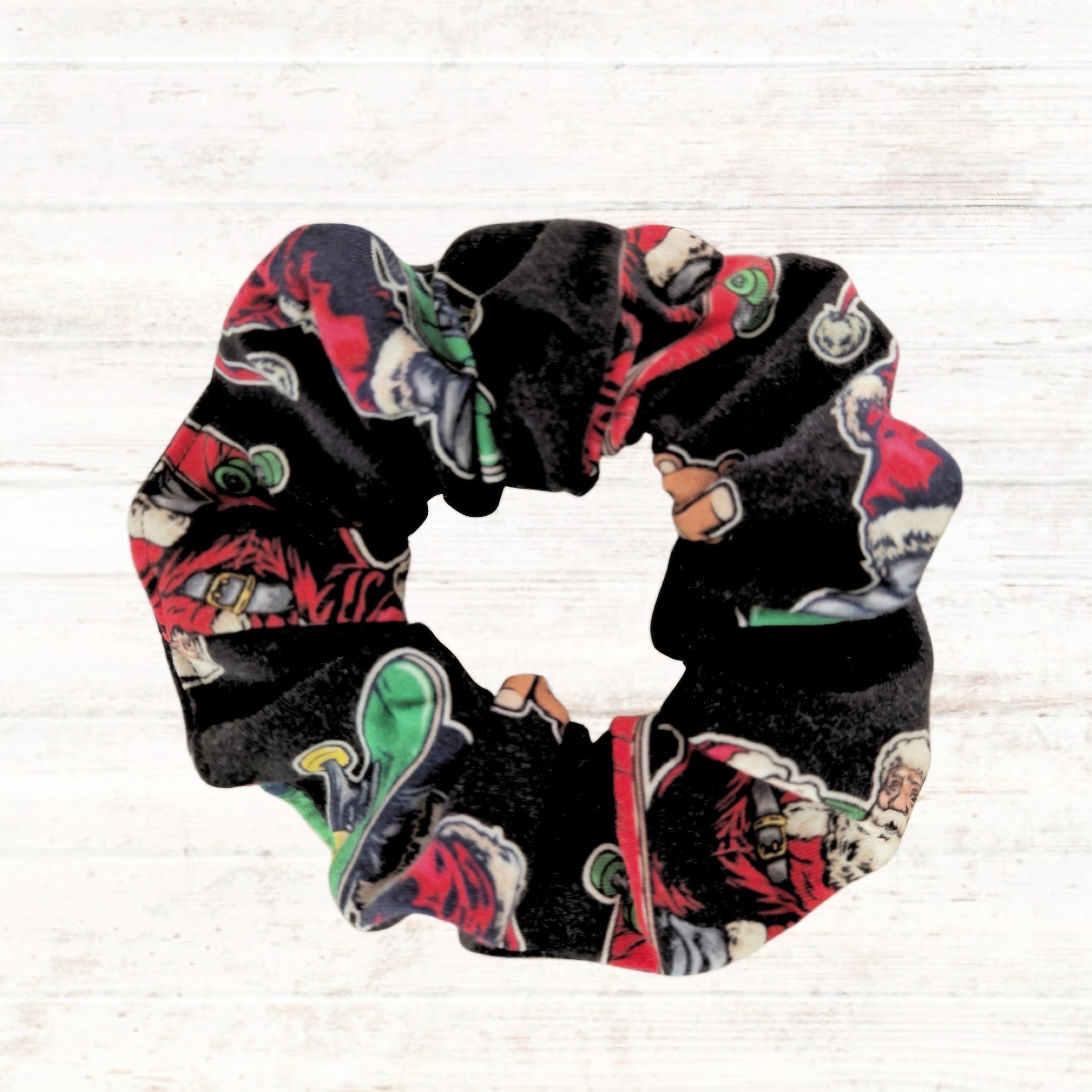 Skating Santa Christmas Scrunchie