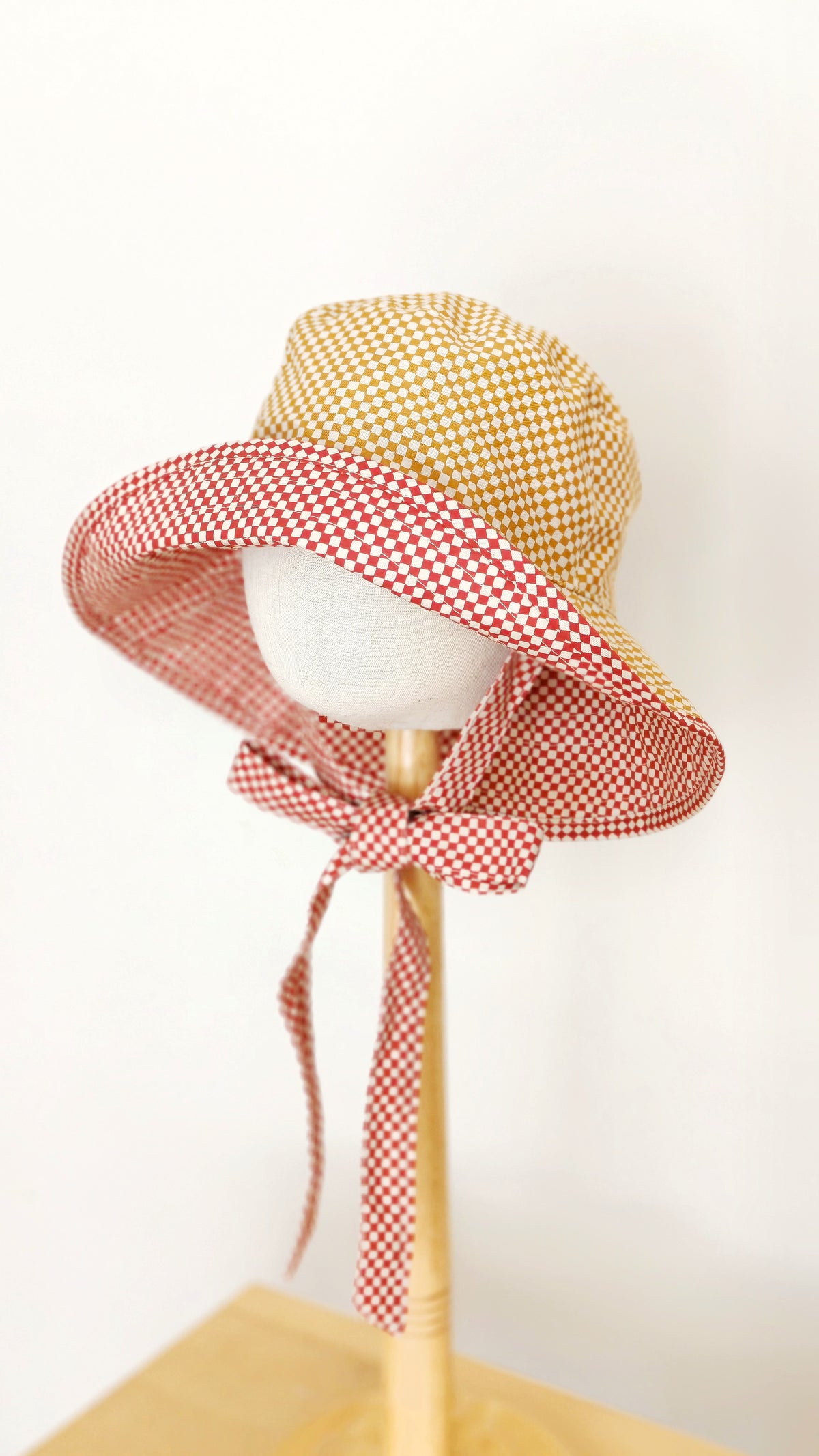 Kids Summer Reversible Sun, Gingham Kids Sun Hat