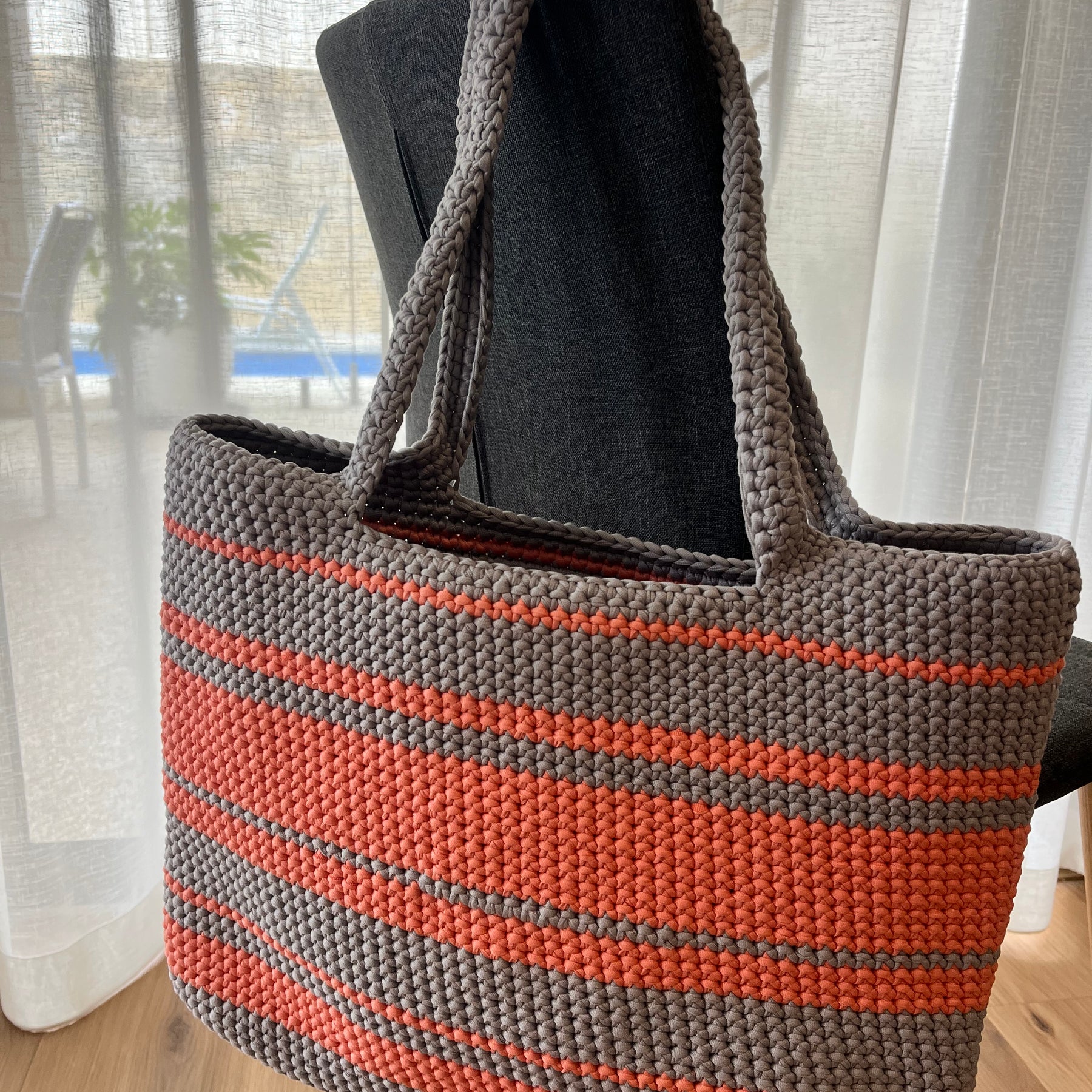 The Everyday Crochet Tote Bag - Peach Sorbet