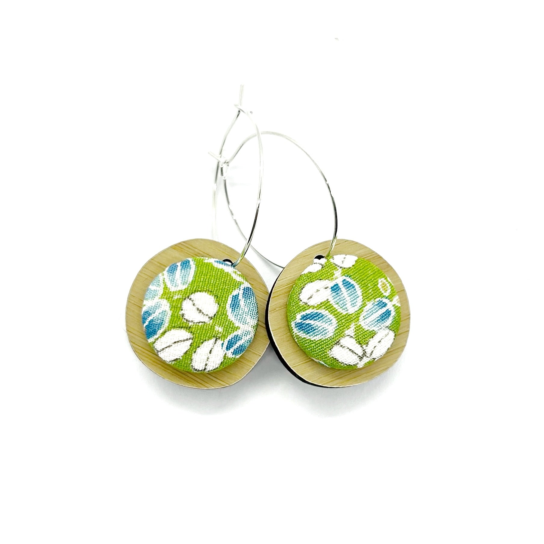 Double Sided Pebble Earrings - Green and Blue