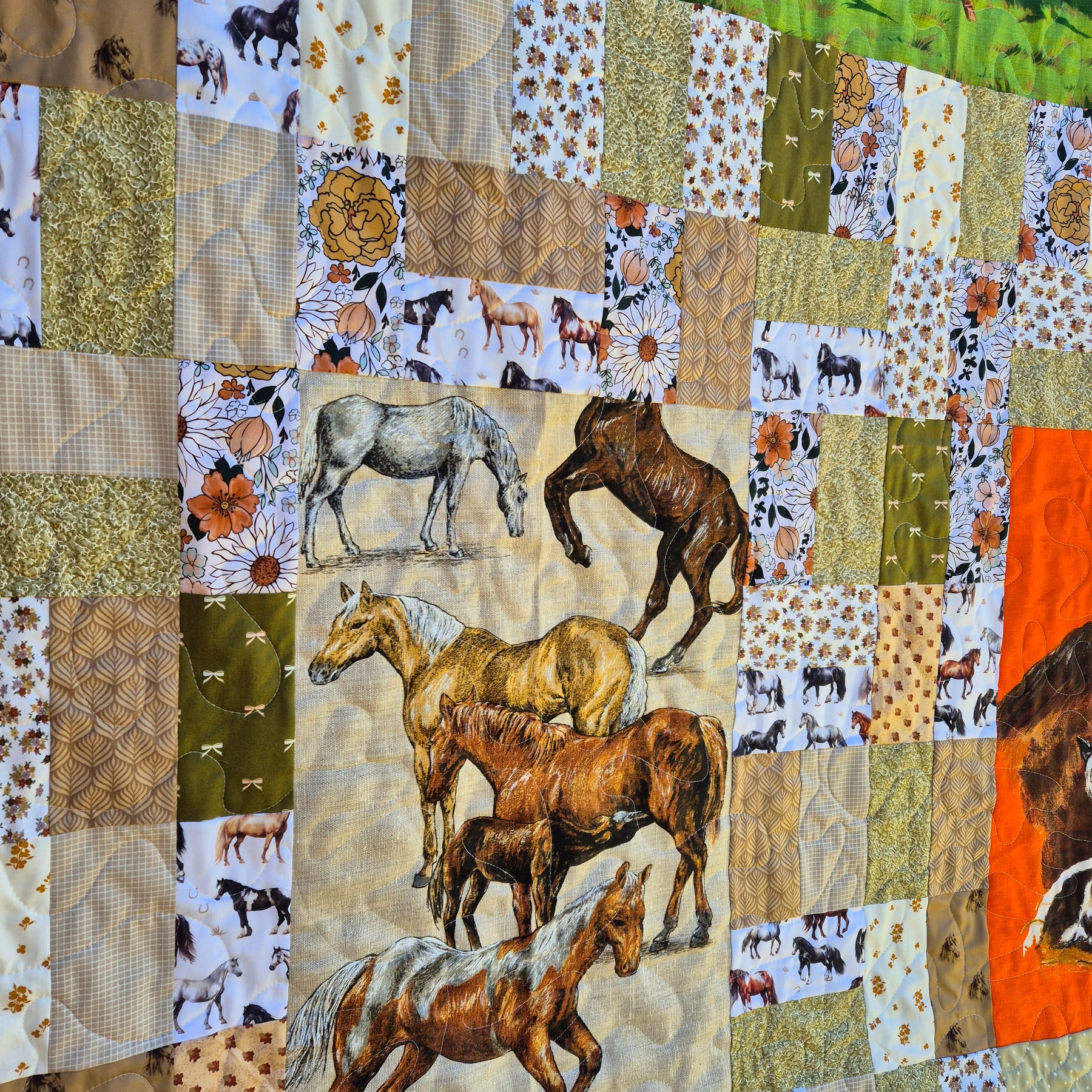 Horse themed bespoke single bed quilt