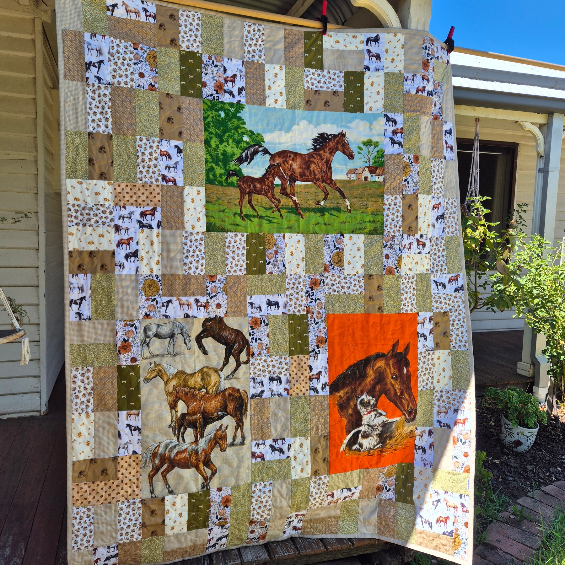 Horse themed bespoke single bed quilt