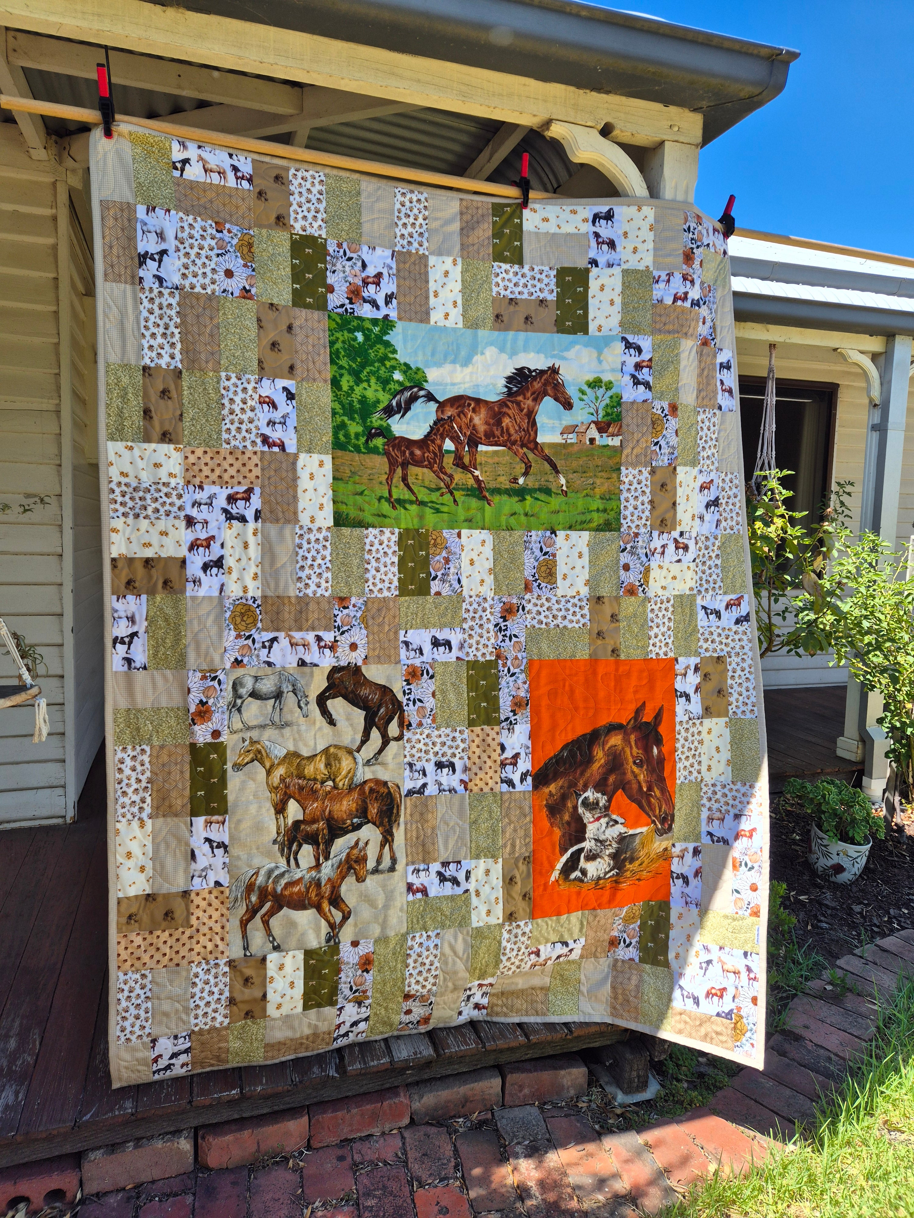 Horse themed bespoke single bed quilt