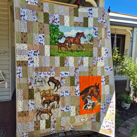 Horse themed bespoke single bed quilt