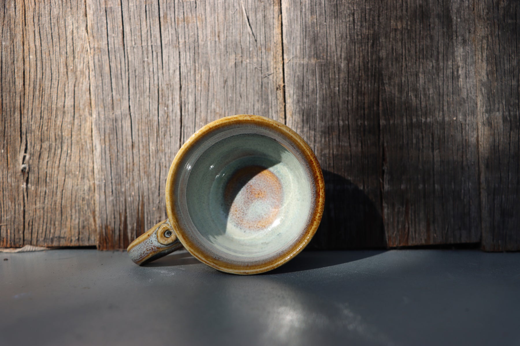Hand Thrown Stoneware Espresso Mugs: brown and white hand made