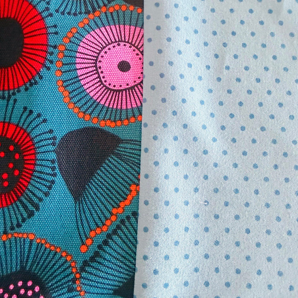 Australian bush flowers Japanese style cross back kitchen apron. Crafting, gardening, no ties apron.