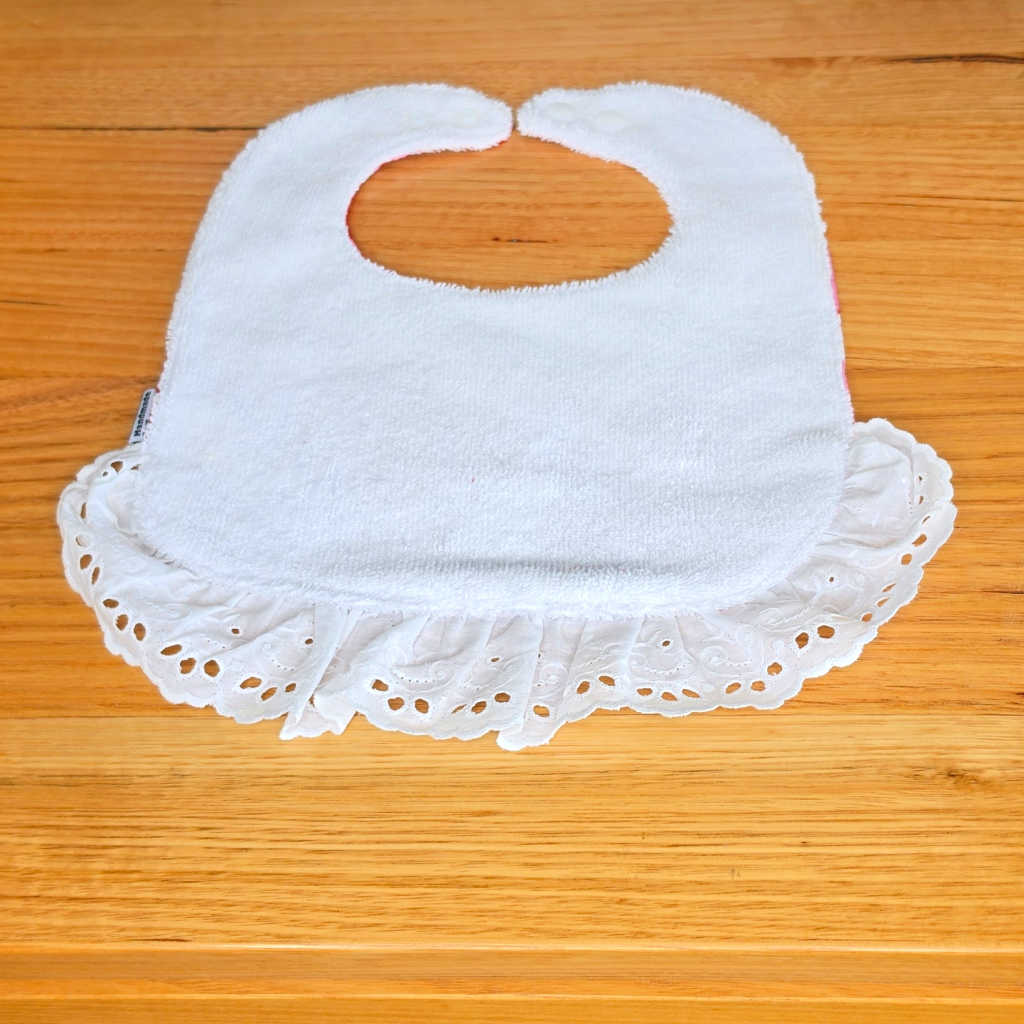 Handmade Red & Pink Santa Christmas Baby Bib