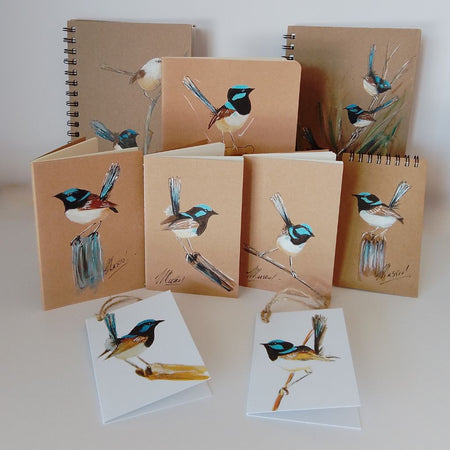 Handpainted Blue Wren Series Notebooks