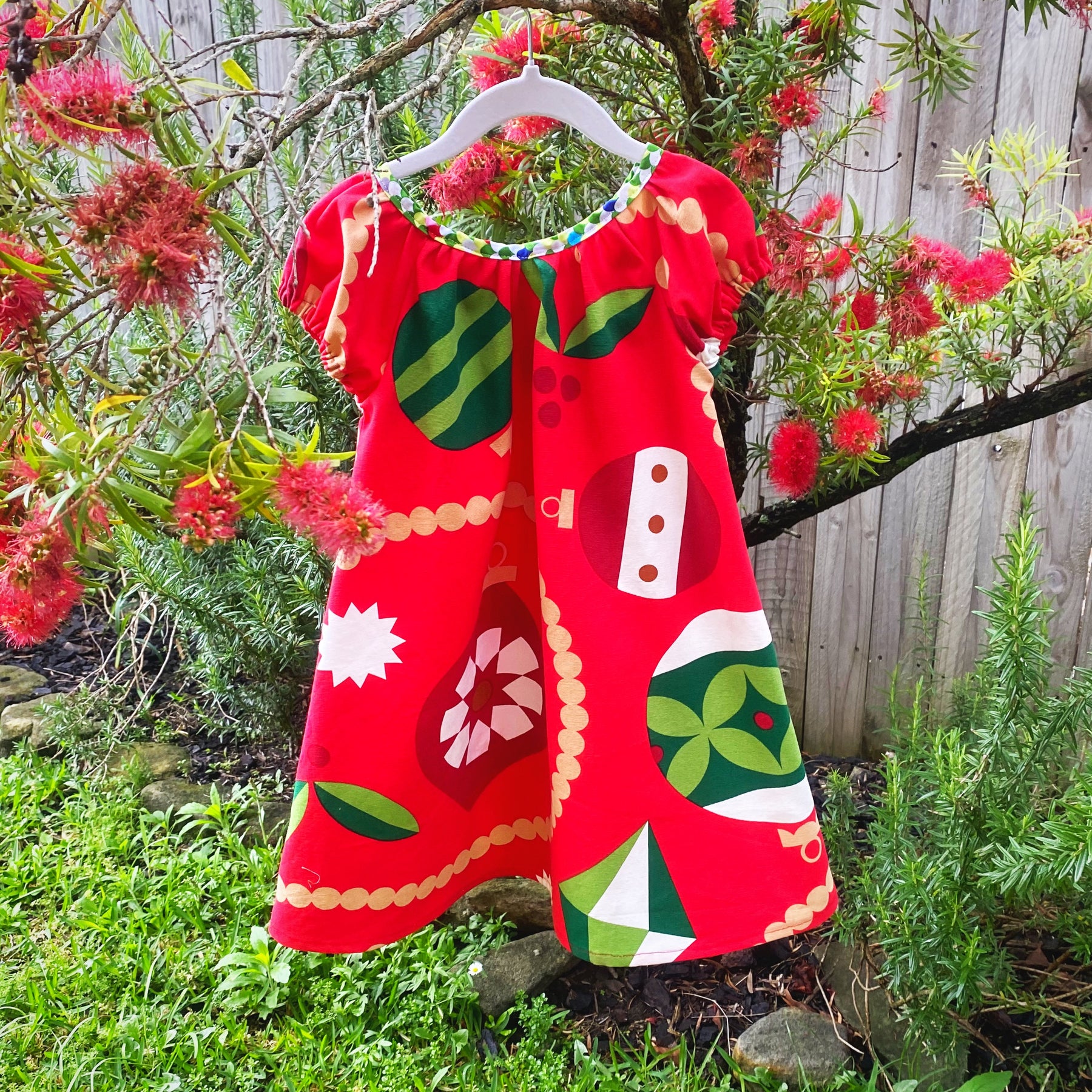 Christmas Dress Size 5/6 Handmade Festive Red Girls Dress