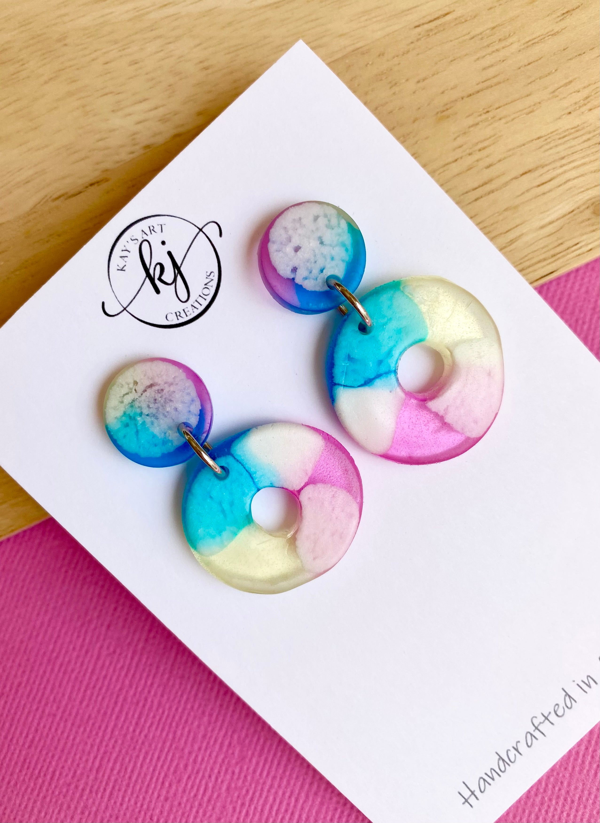 Handmade Rainbow Stud Hoop Earrings