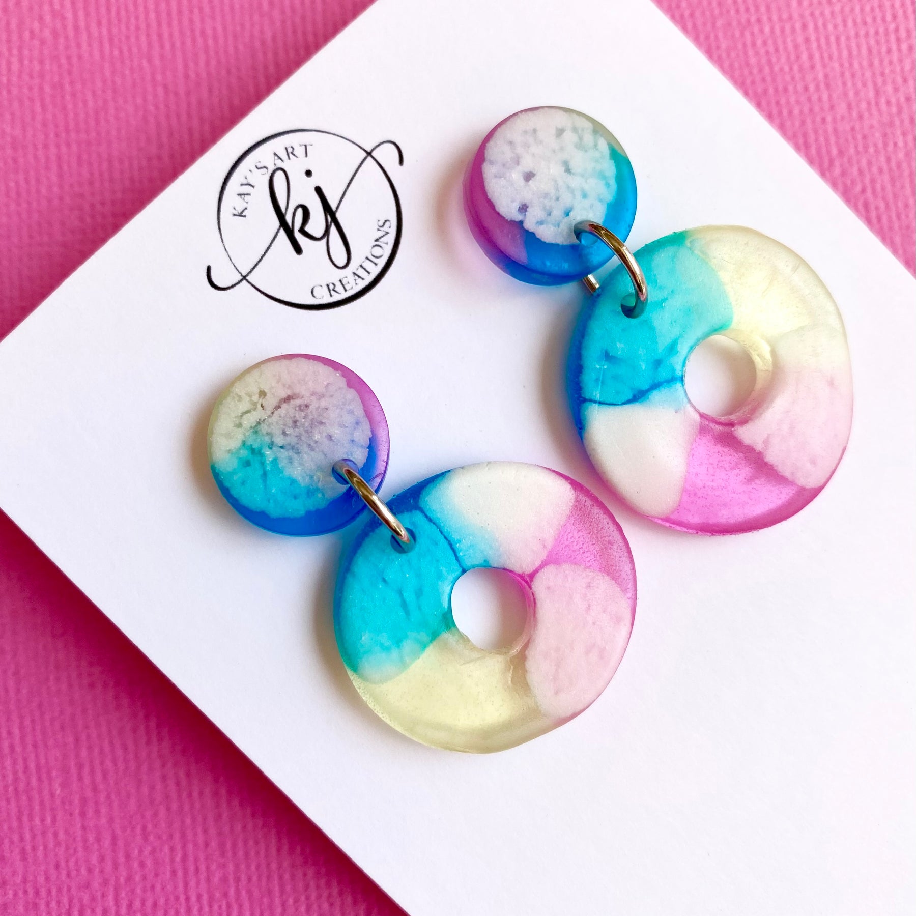 Handmade Rainbow Stud Hoop Earrings